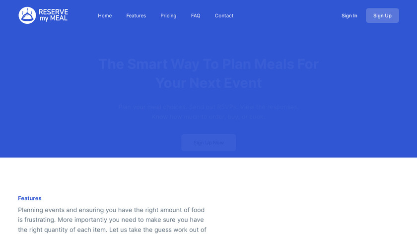 Reserve My Meal Landing Page