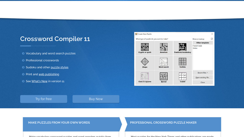 Crossword Compiler Landing Page