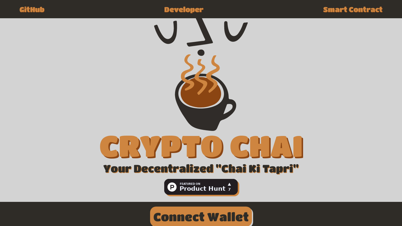 Crypto Chai Landing page