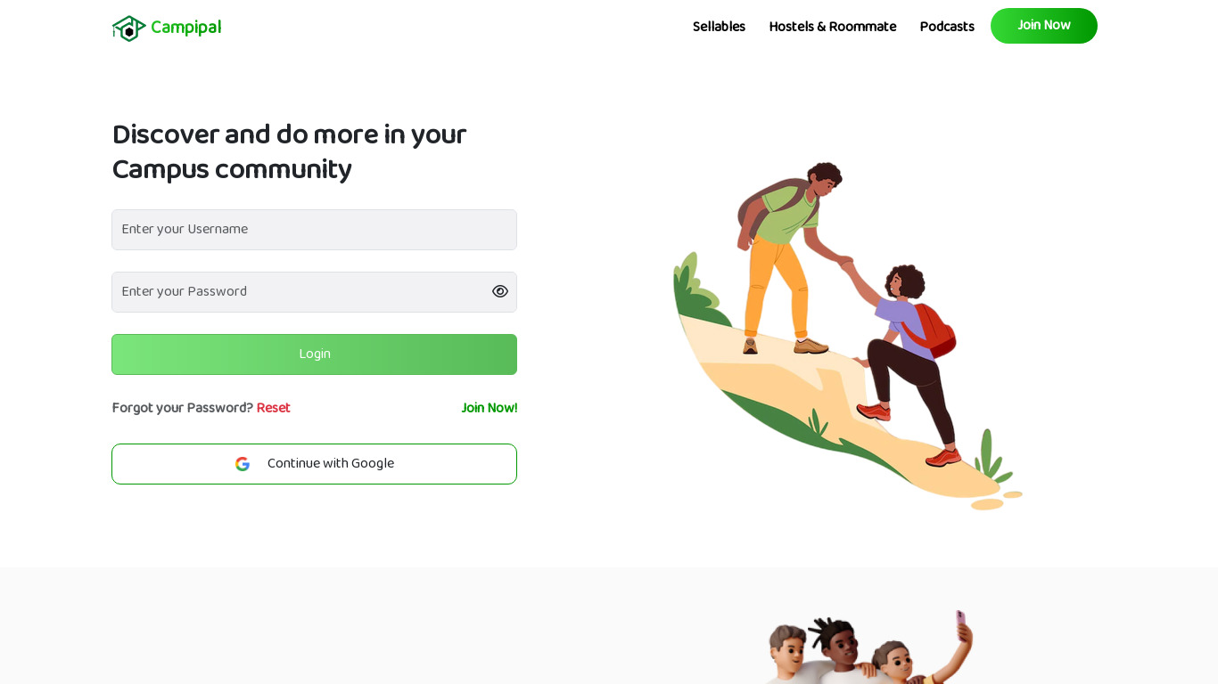 Campipal Landing page