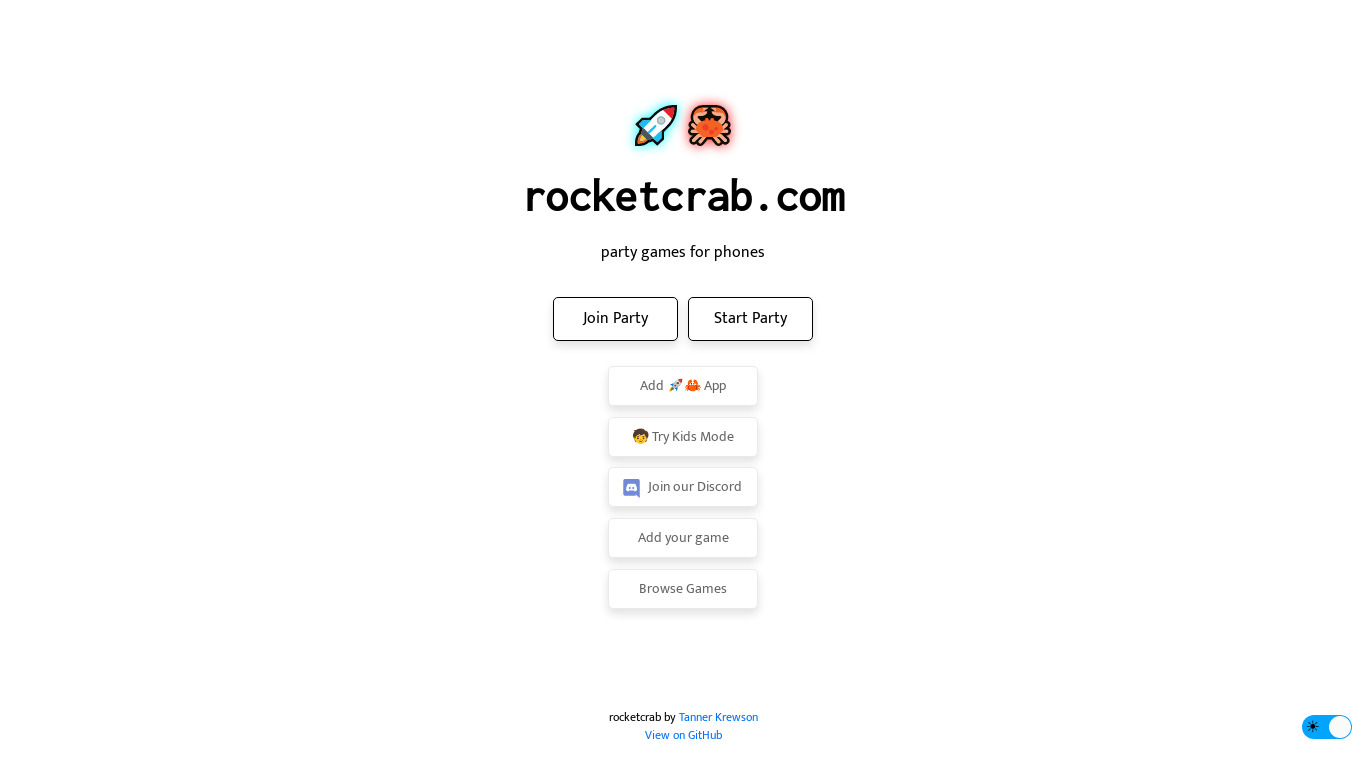 Rocketcrab Landing page