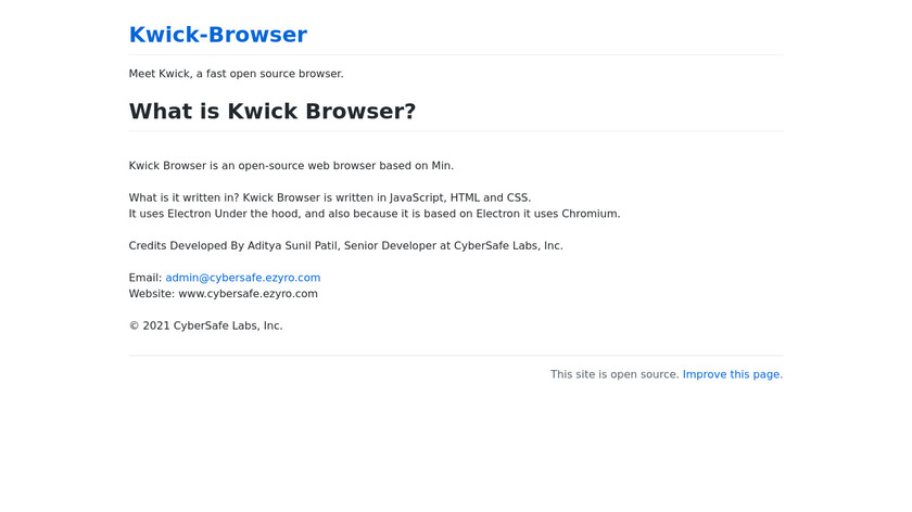 Kwick Browser Landing Page