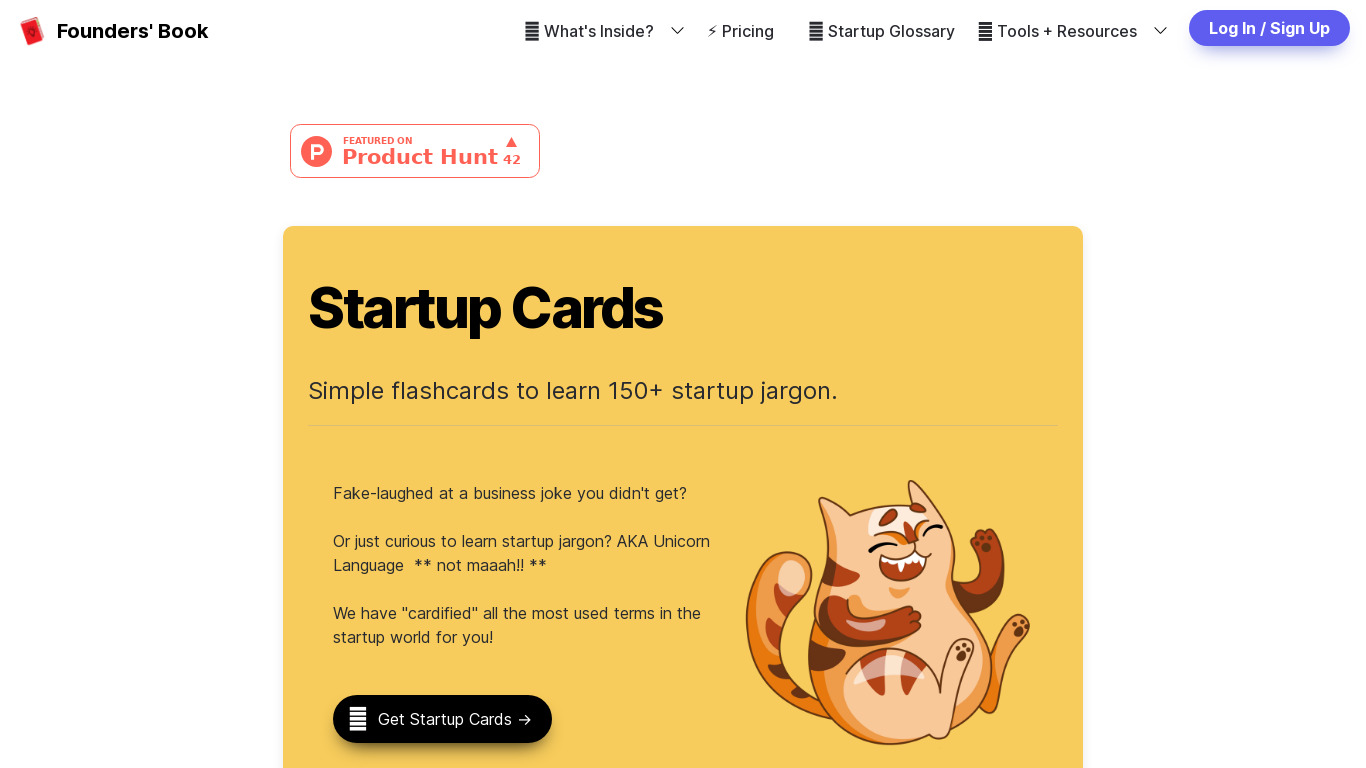 Startup Cards Landing page