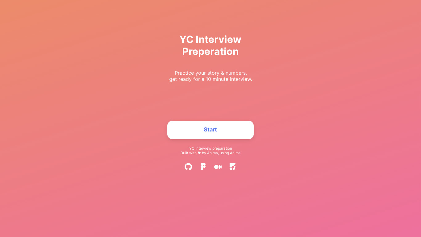 YC Prep by Anima Landing page