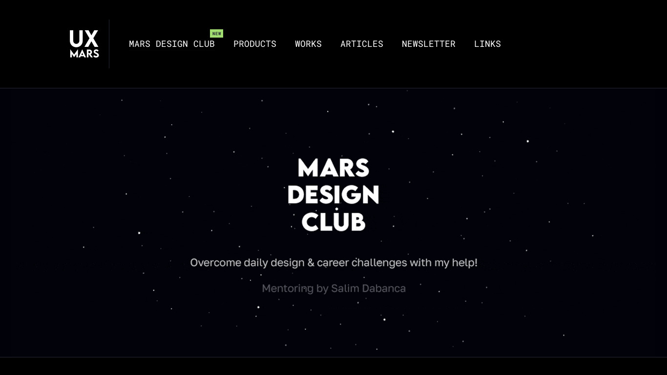 Mars Design Club Landing page