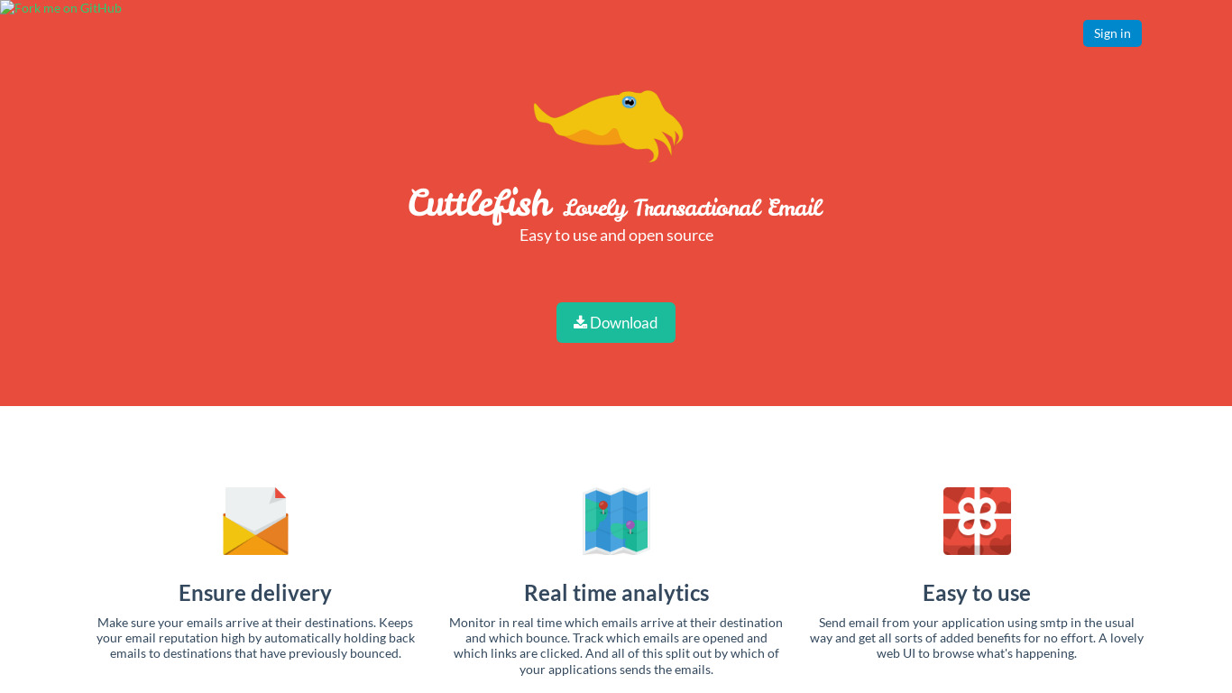 Cuttlefish.io Landing page