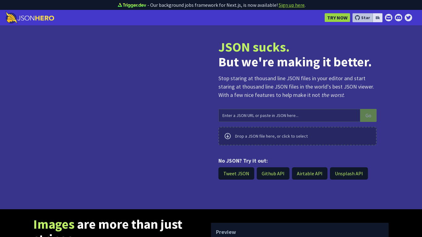 JSON Hero Landing page