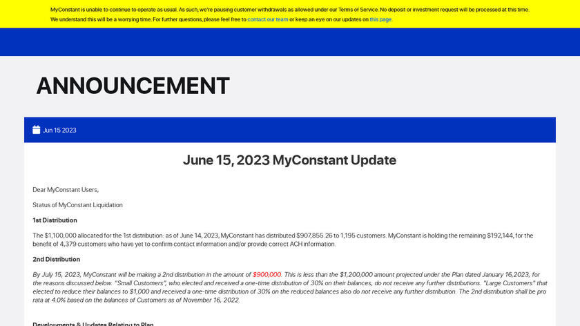 MyConstant Landing Page