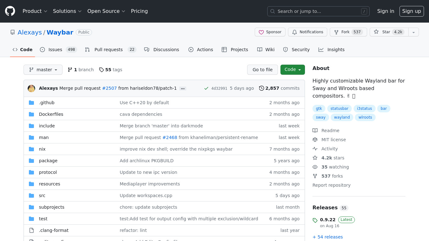 Waybar Landing page