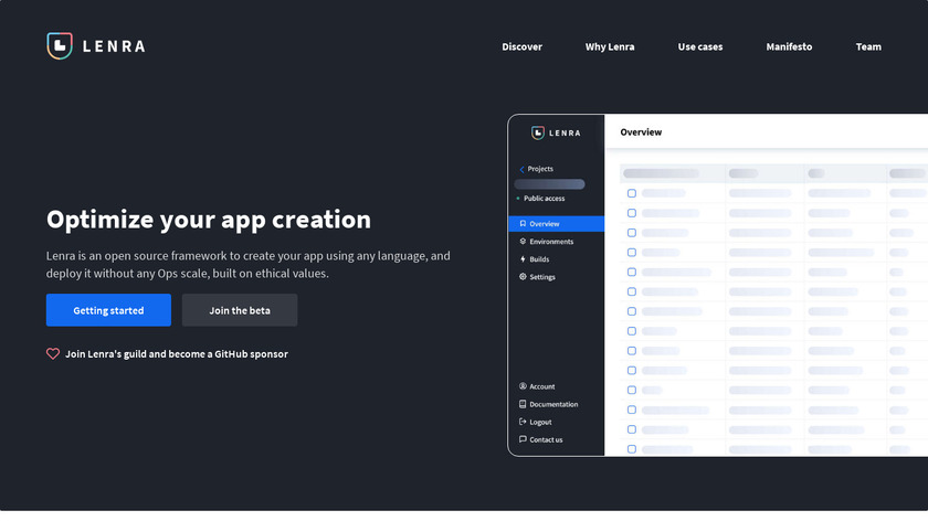 Lenra Landing Page