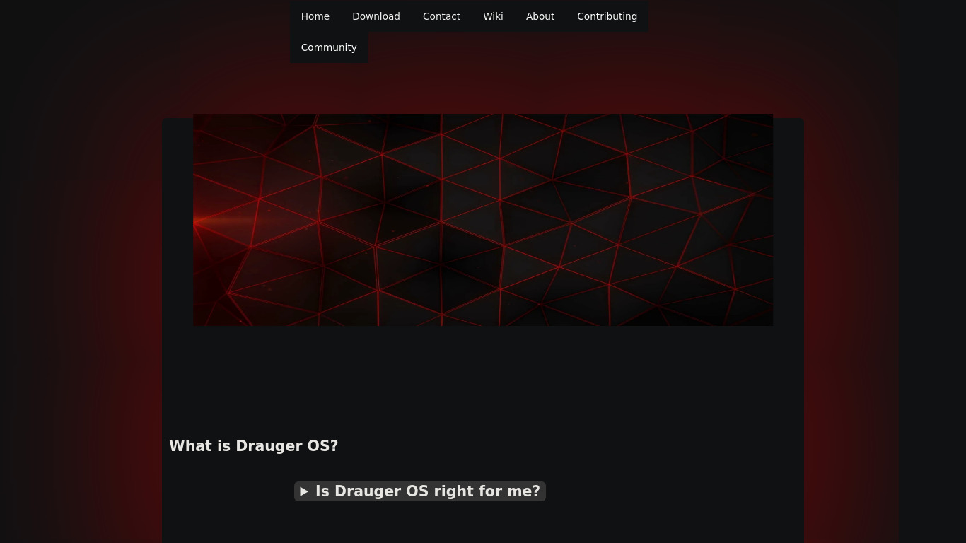 Drauger OS Landing page