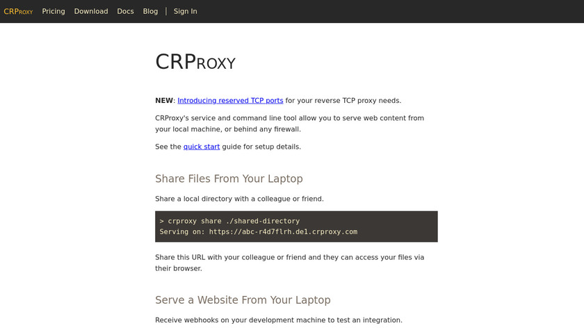CRProxy Landing Page