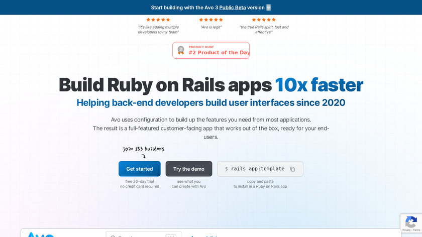 Avo for Ruby on Rails Landing Page