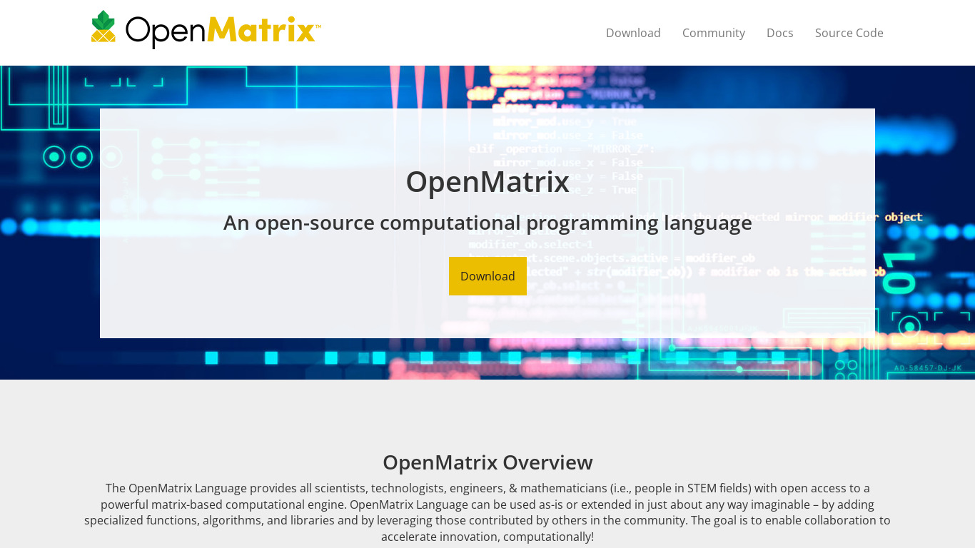 OpenMatrix Language (OML) Landing page