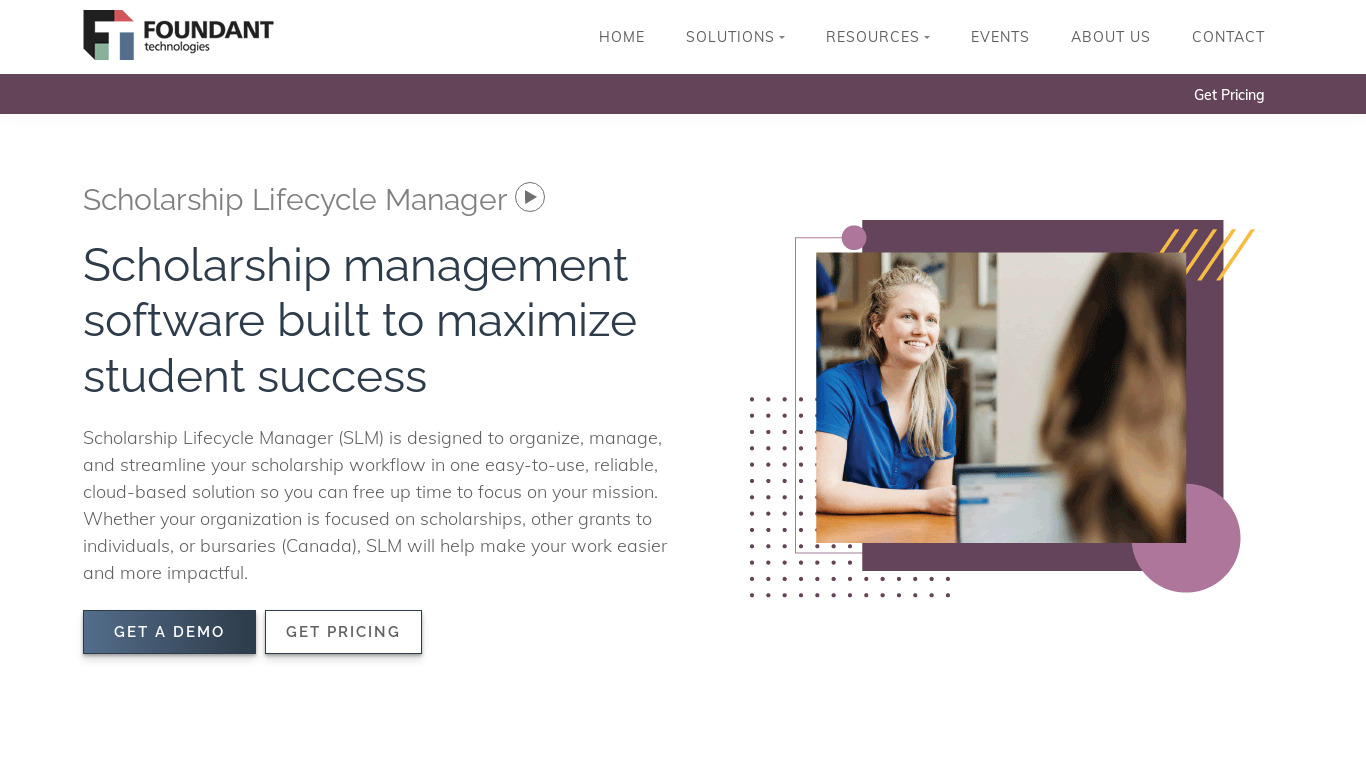 Foundant Scholarship Lifecycle Manager Landing page
