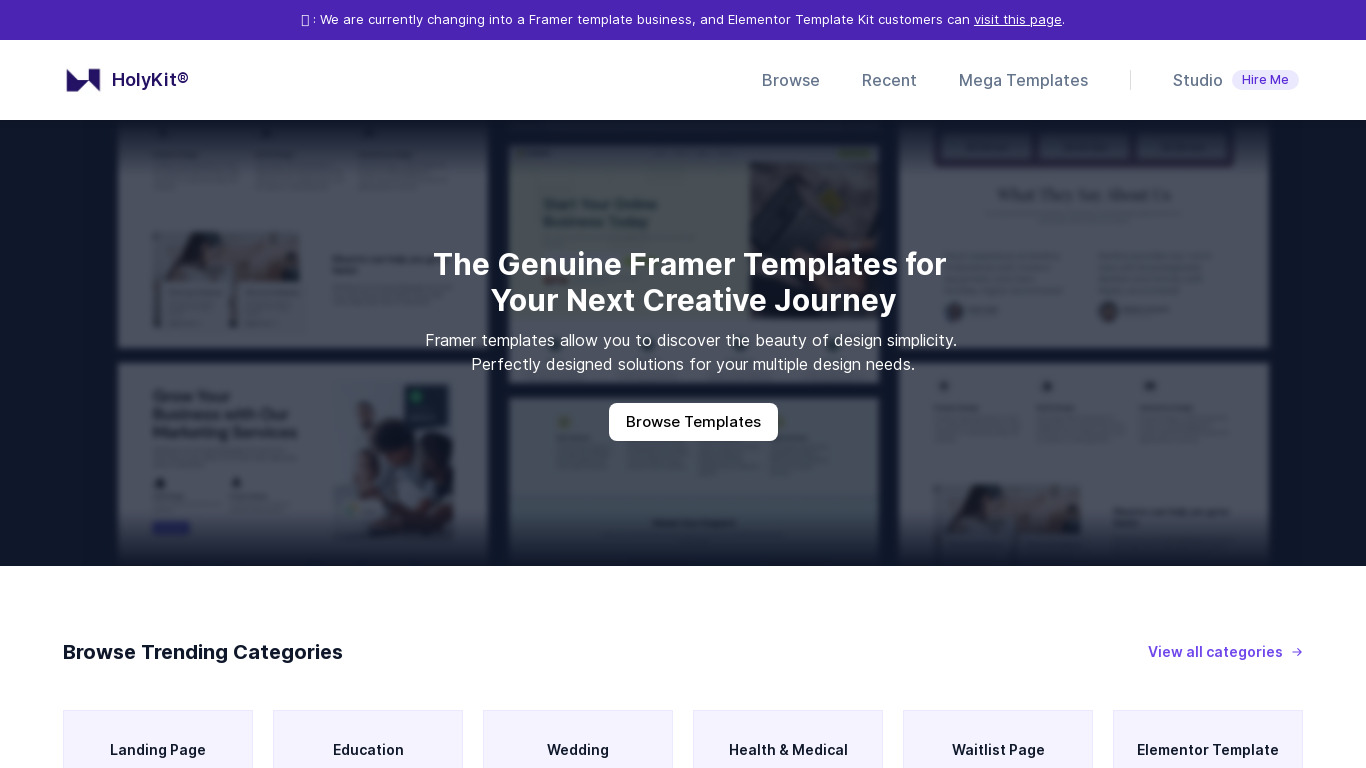 Holykit Landing page
