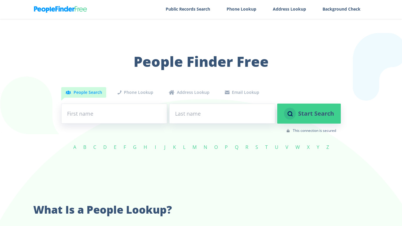 PeopleFinderFree Landing page