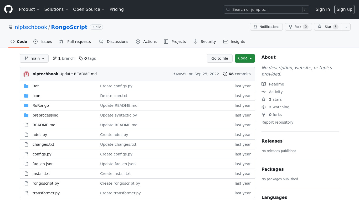 RongoScript Landing page