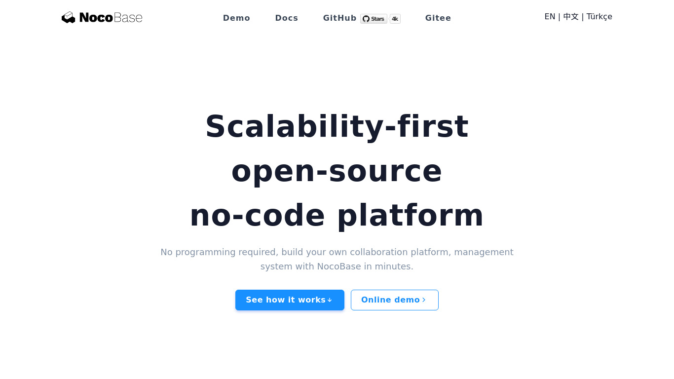 NocoBase Landing page