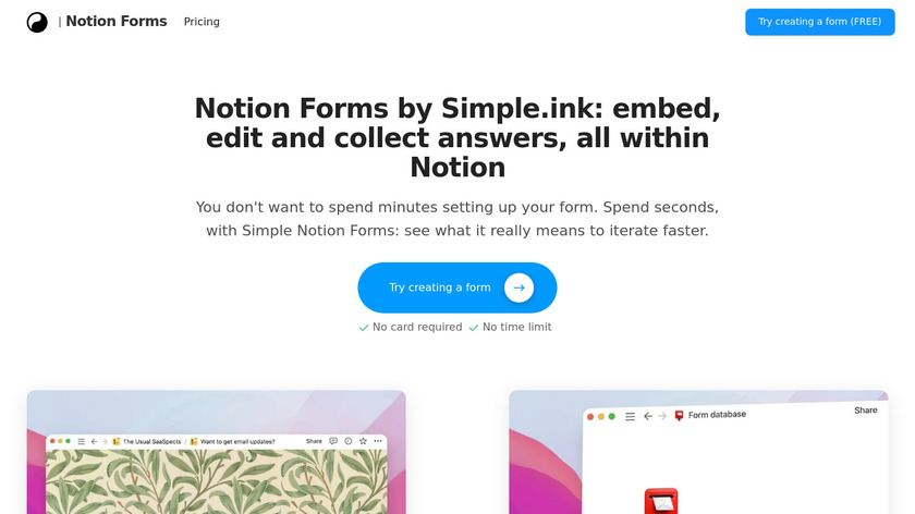 Simple Notion Forms Landing Page