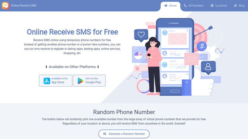 Online-receive-sms.com Landing Page