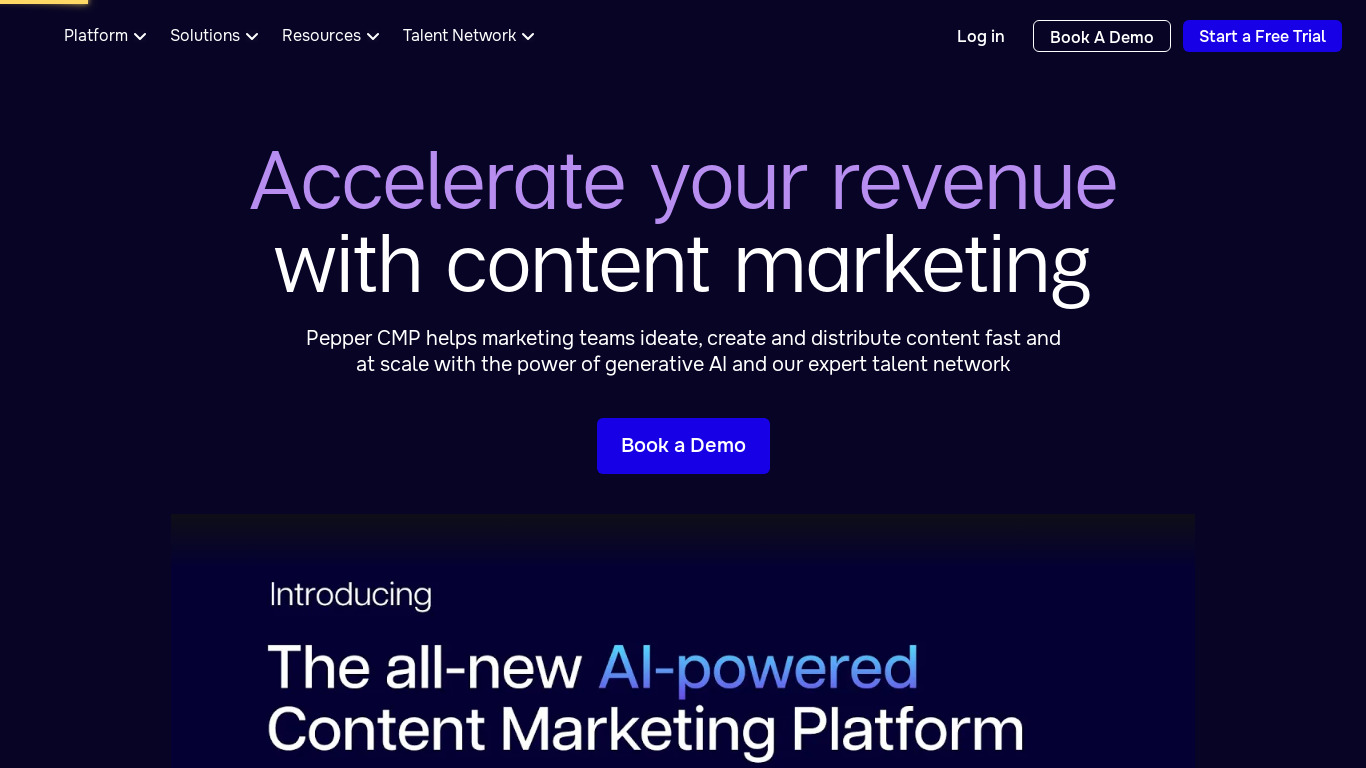 Pepper Content Landing page