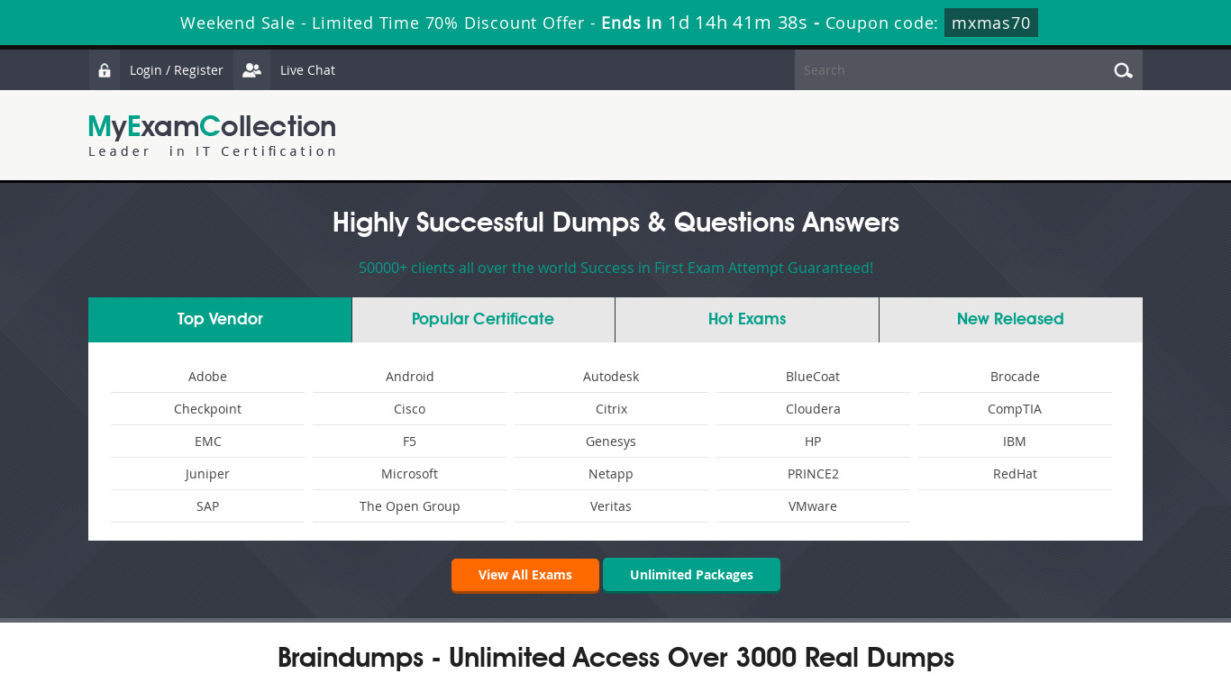 MyExamCollection Landing page