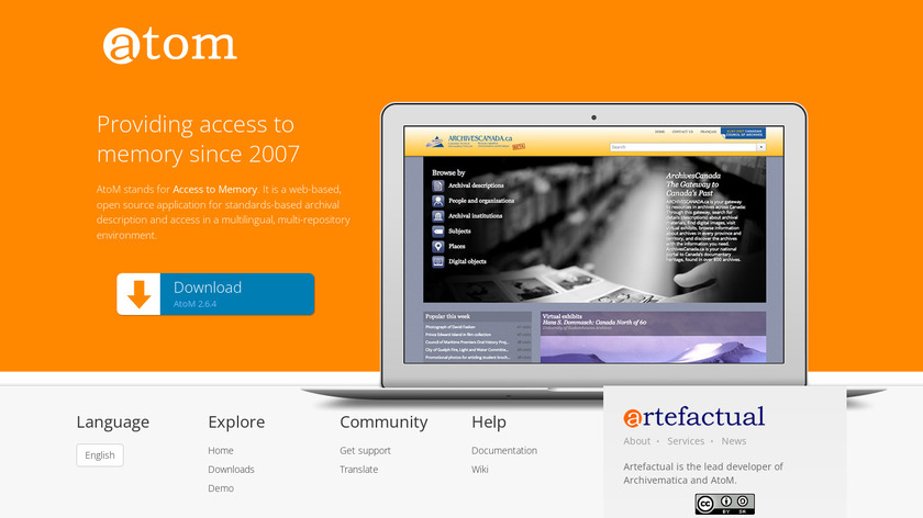 Artefactual AtoM Landing Page
