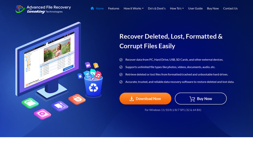 Advanced File Recovery Landing Page