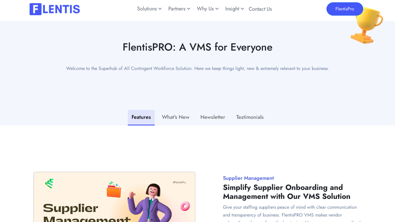 FlentisPRO VMS Landing page
