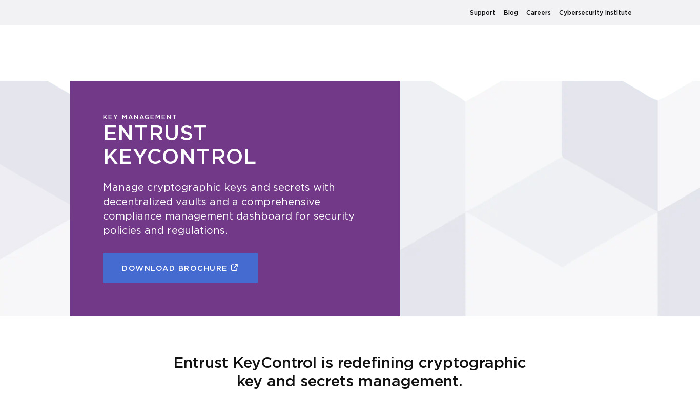 Entrust KeyControl Landing page
