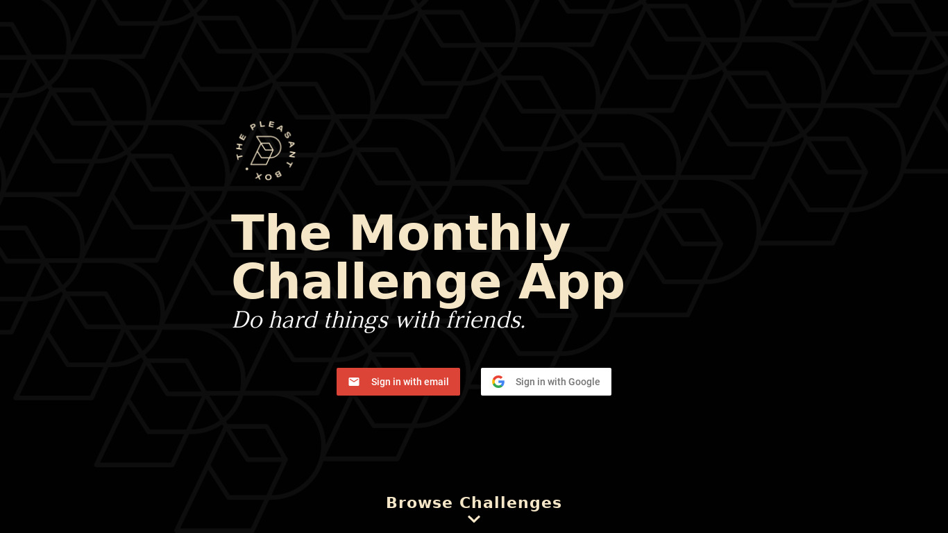 The Monthly Challenge App Landing page