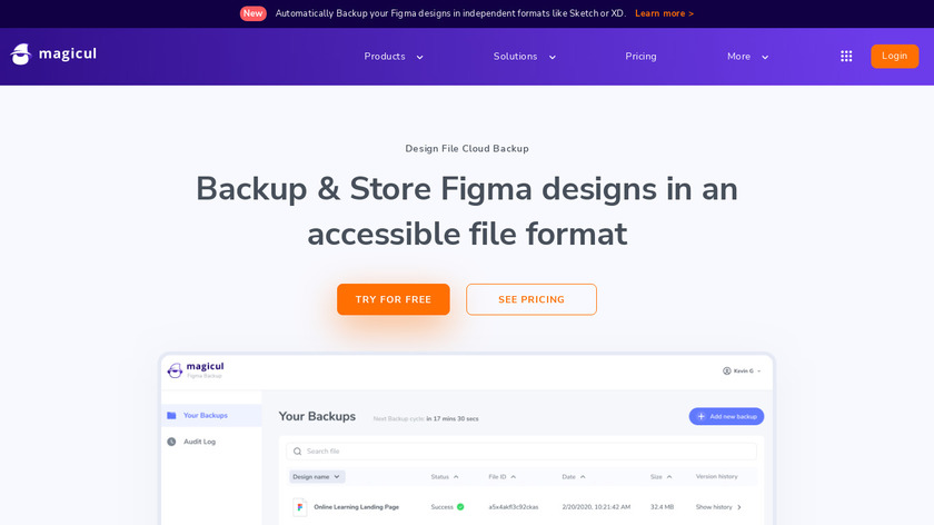 Magicul Figma Backup Landing Page