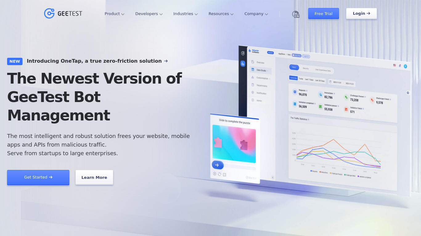 Geetest Landing page
