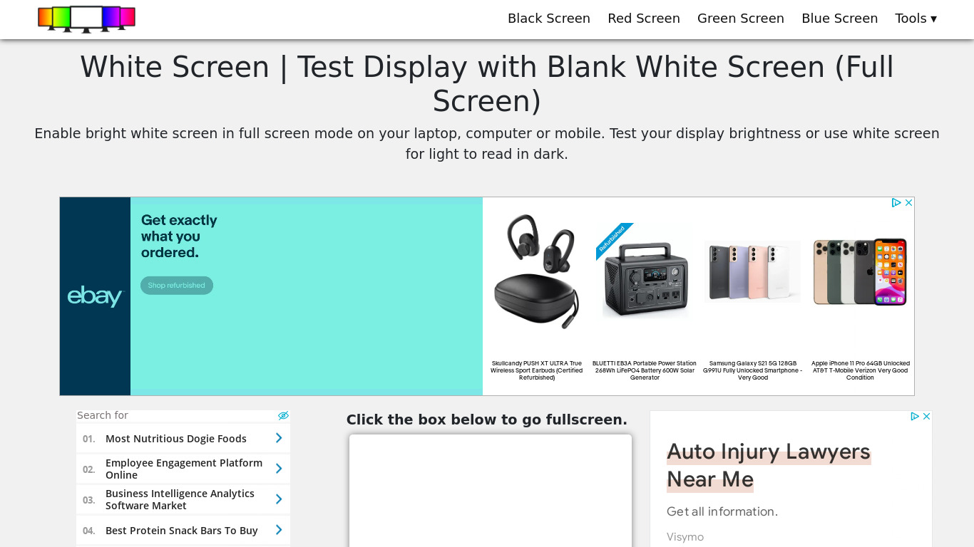 White Screen Test Landing page