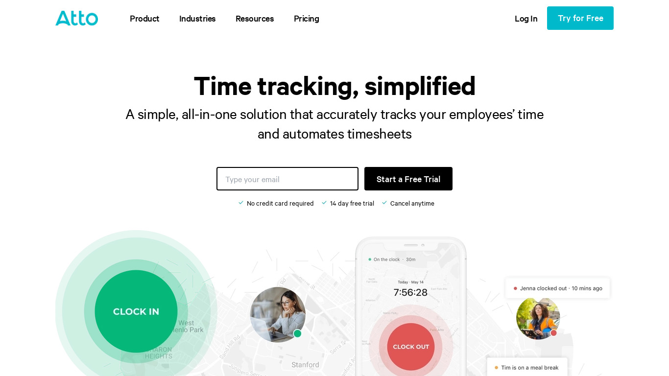 Atto Time Landing page