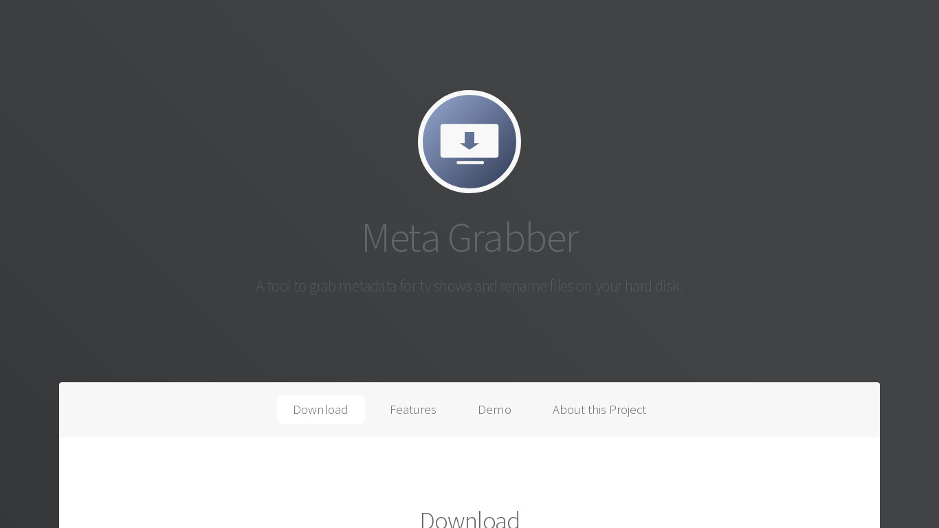 Meta Grabber Landing page