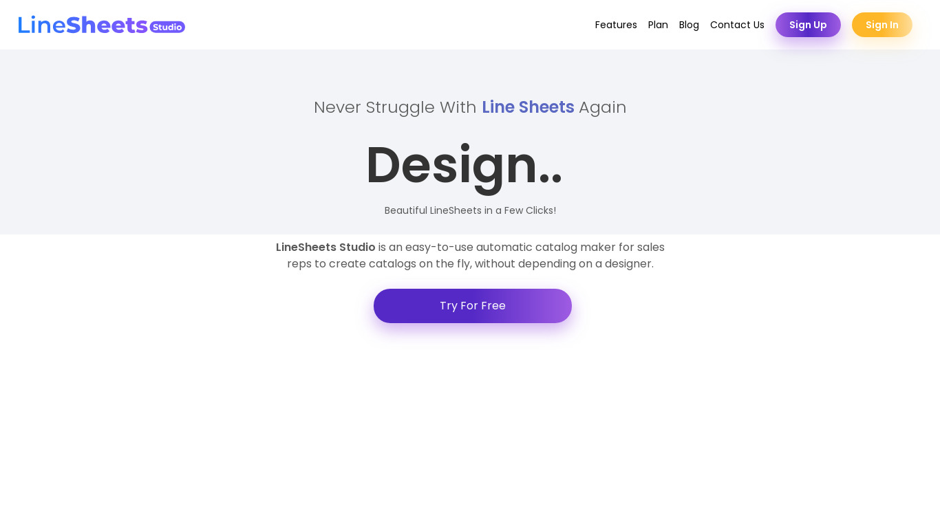 LineSheets Pro Landing page