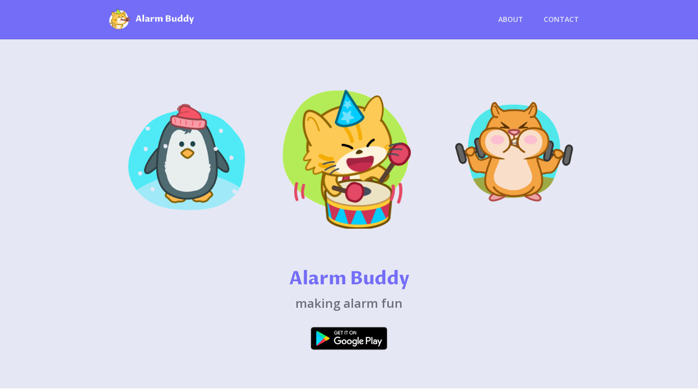 Alarm Buddy Landing page