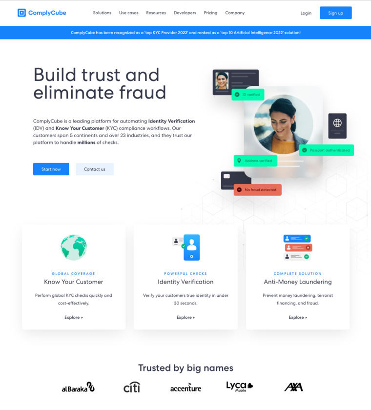 ComplyCube Landing Page