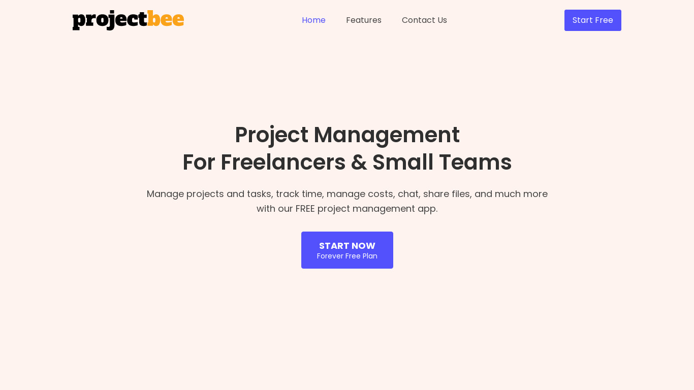 ProjectBee.io Landing page
