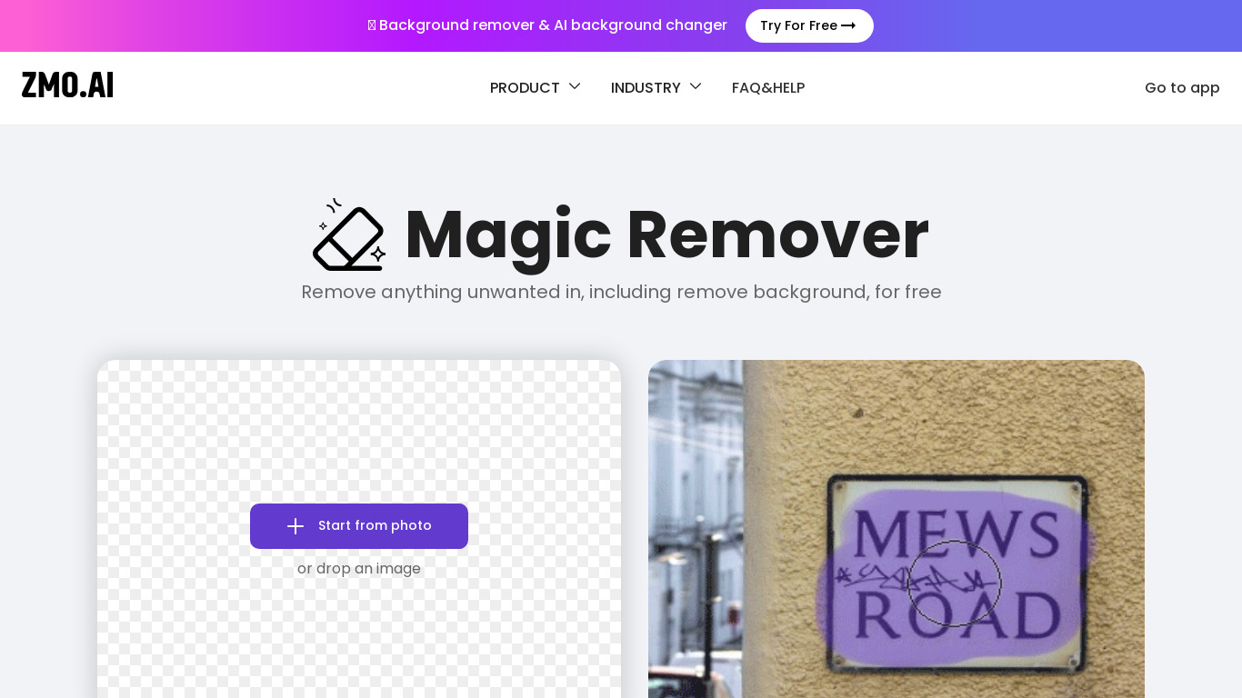 Remover.app Landing page