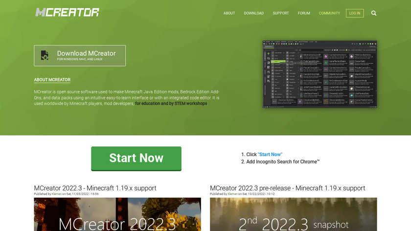 MCreator Landing Page