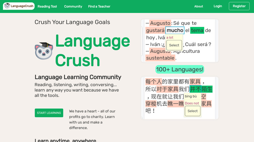 Language Crush Landing Page