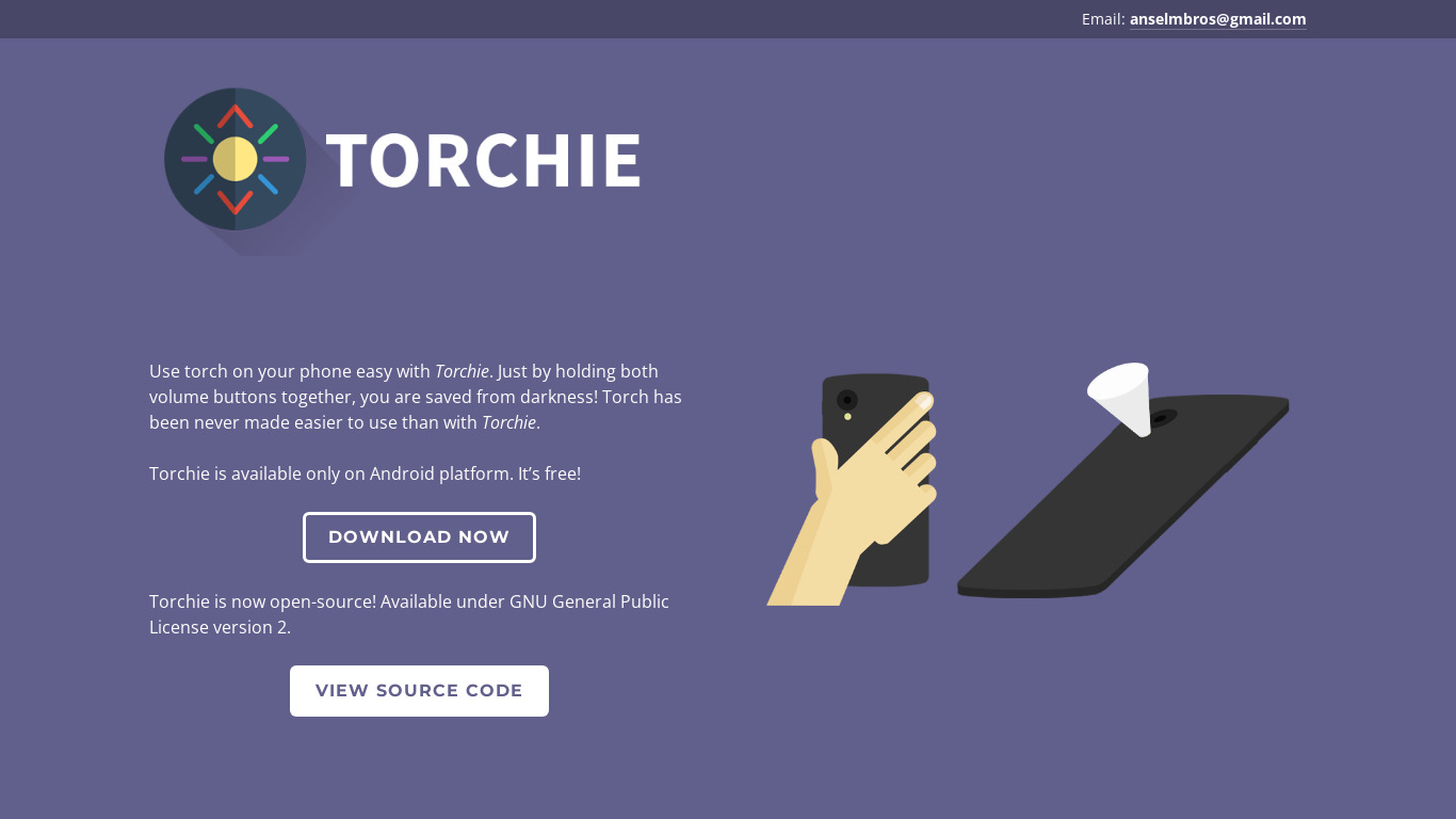 Torchie Landing page
