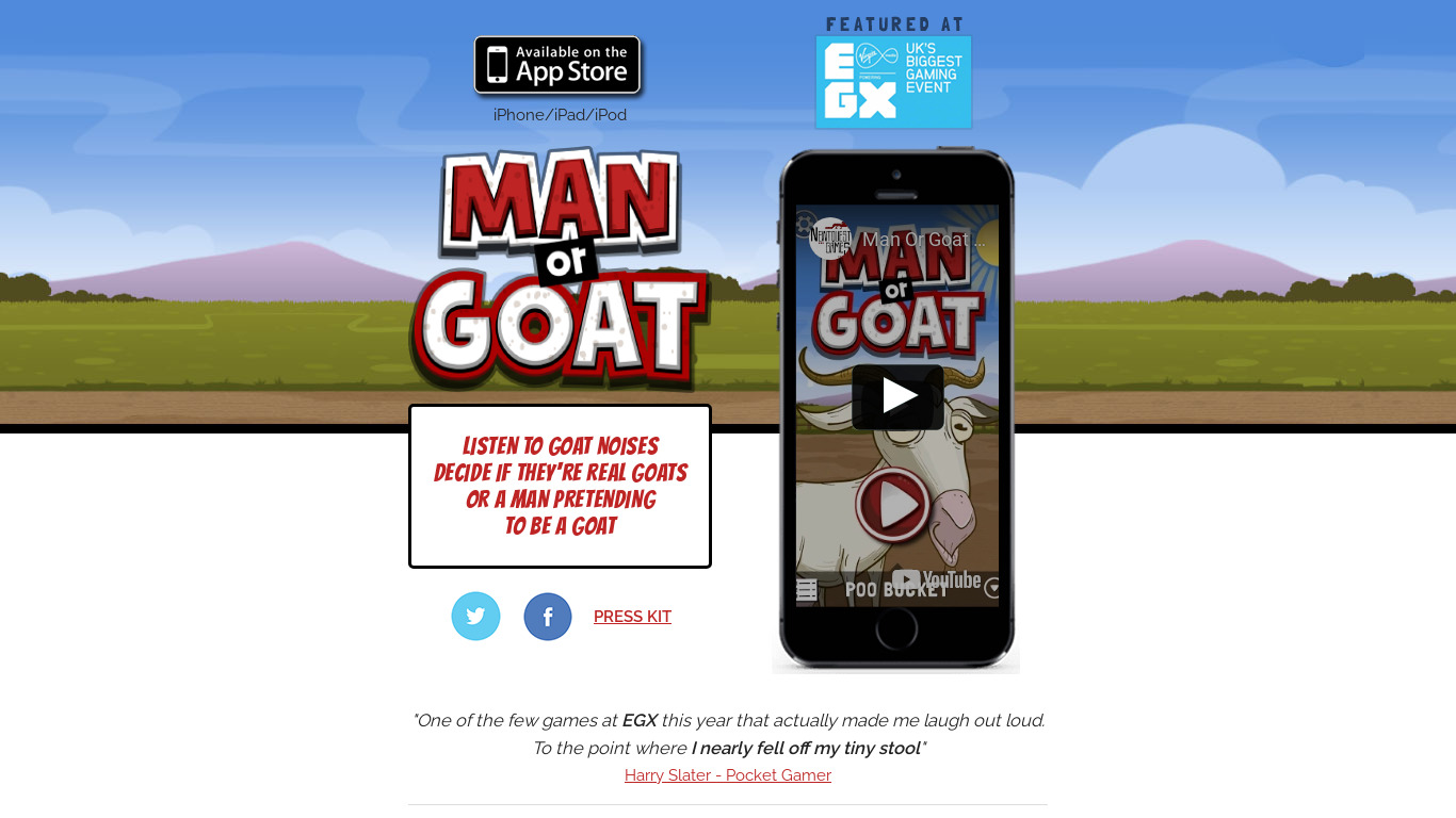 Man or Goat Landing page
