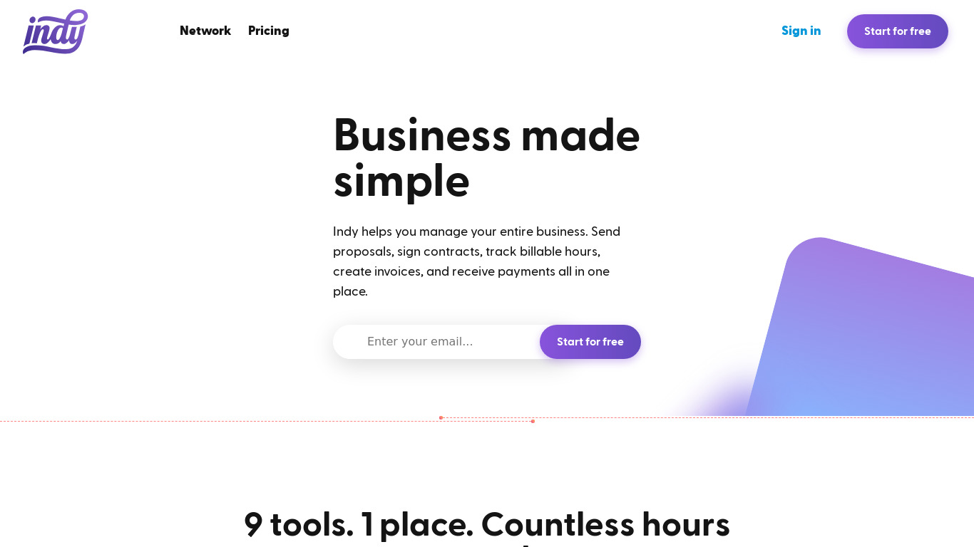 Indy Landing page