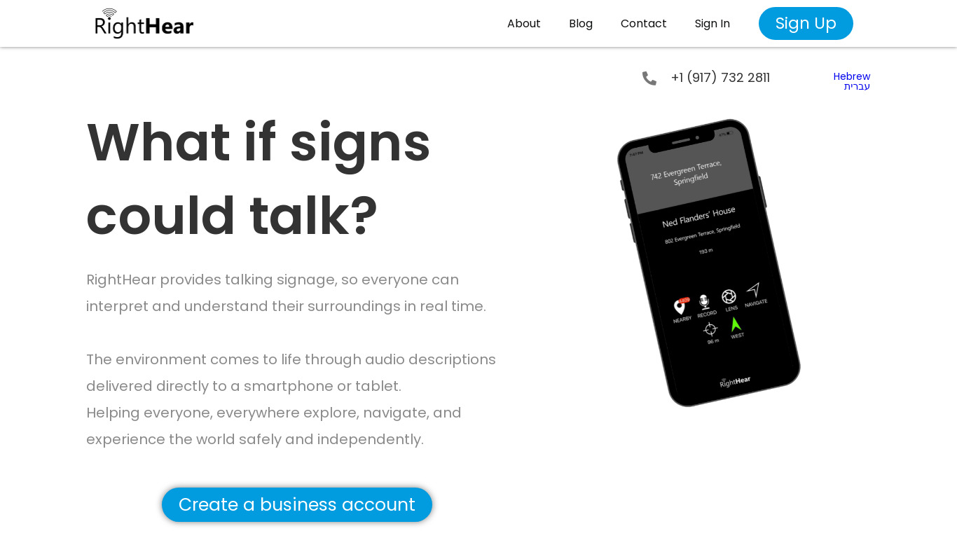 Right Hear Landing page