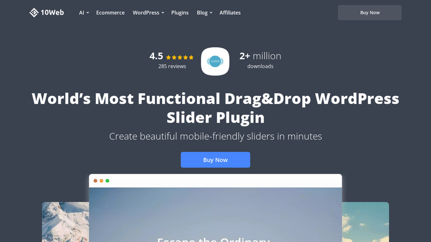 Slider by 10Web Landing Page