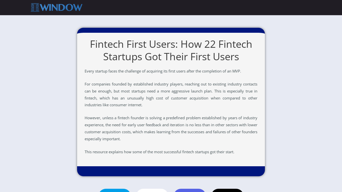 Fintech First Users Landing page